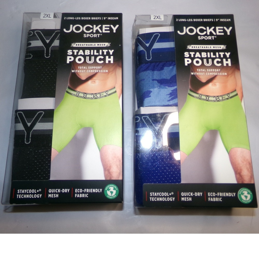 MENS JOCKEY SPORT 4 PACK LONG-LEG MESH BOXER BRIEF UNDERWEAR~NIB~2XL